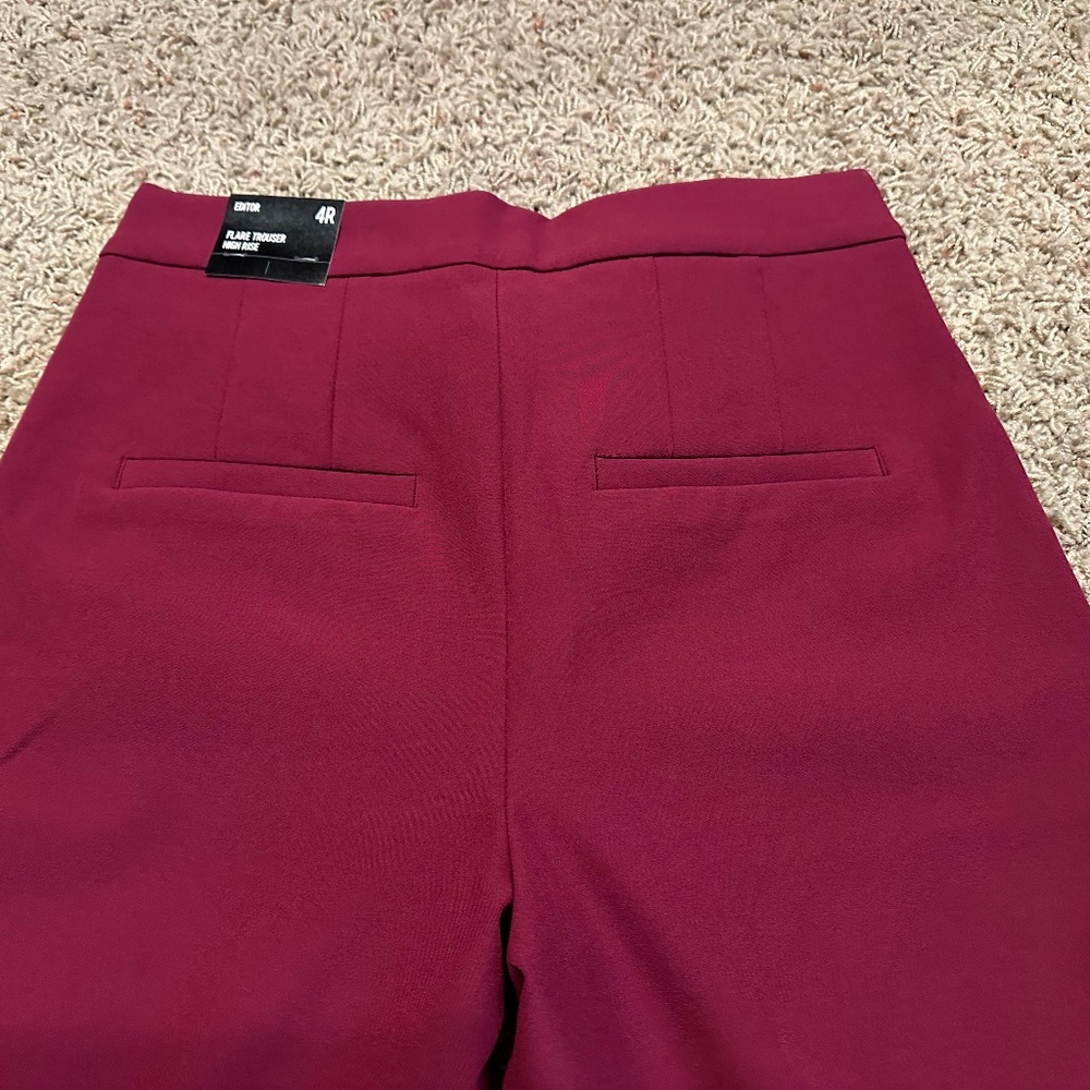 NWT Express Editor High Rise Flare Pants - 4R - Berry - Picture 12 of 14